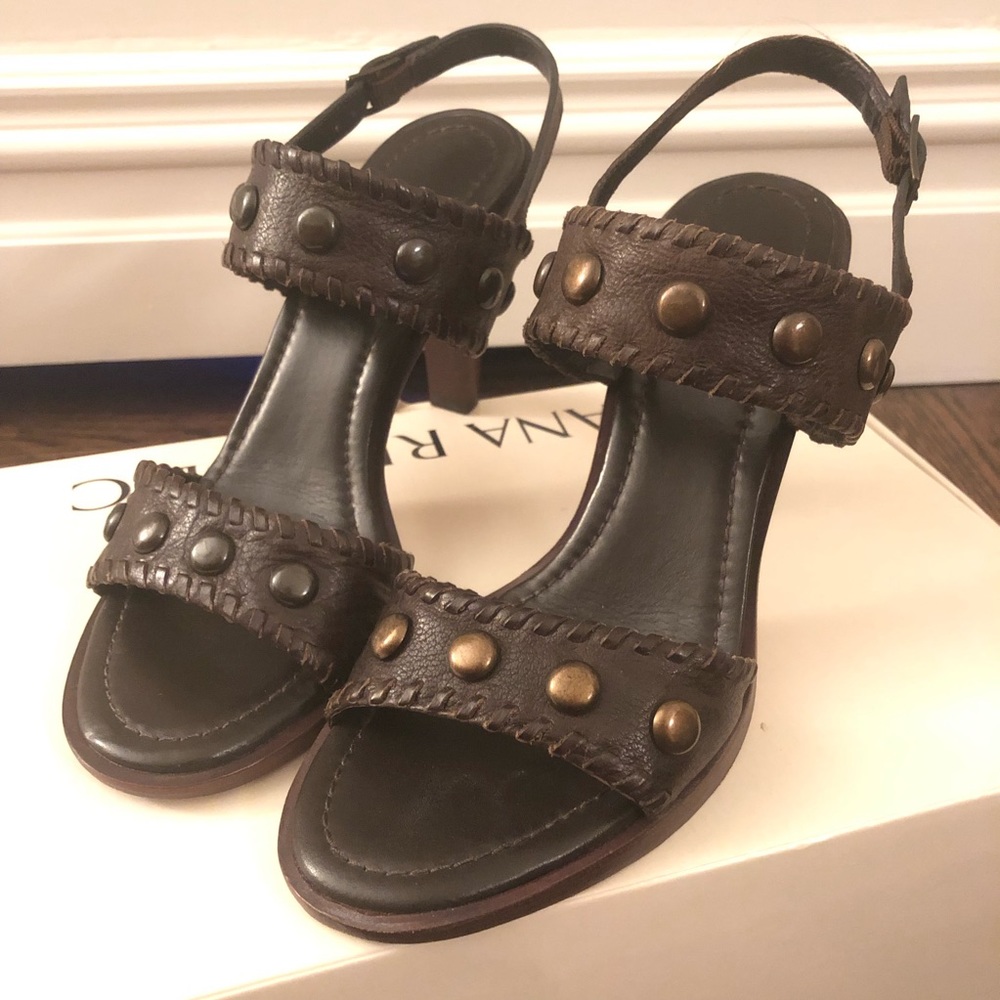 Banana Republic Brown Studded Leather Heels